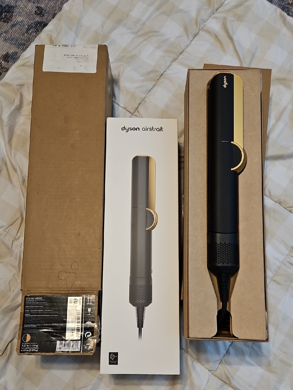 NIB! Dyson Airstrait Hair Styler in Black and Gold